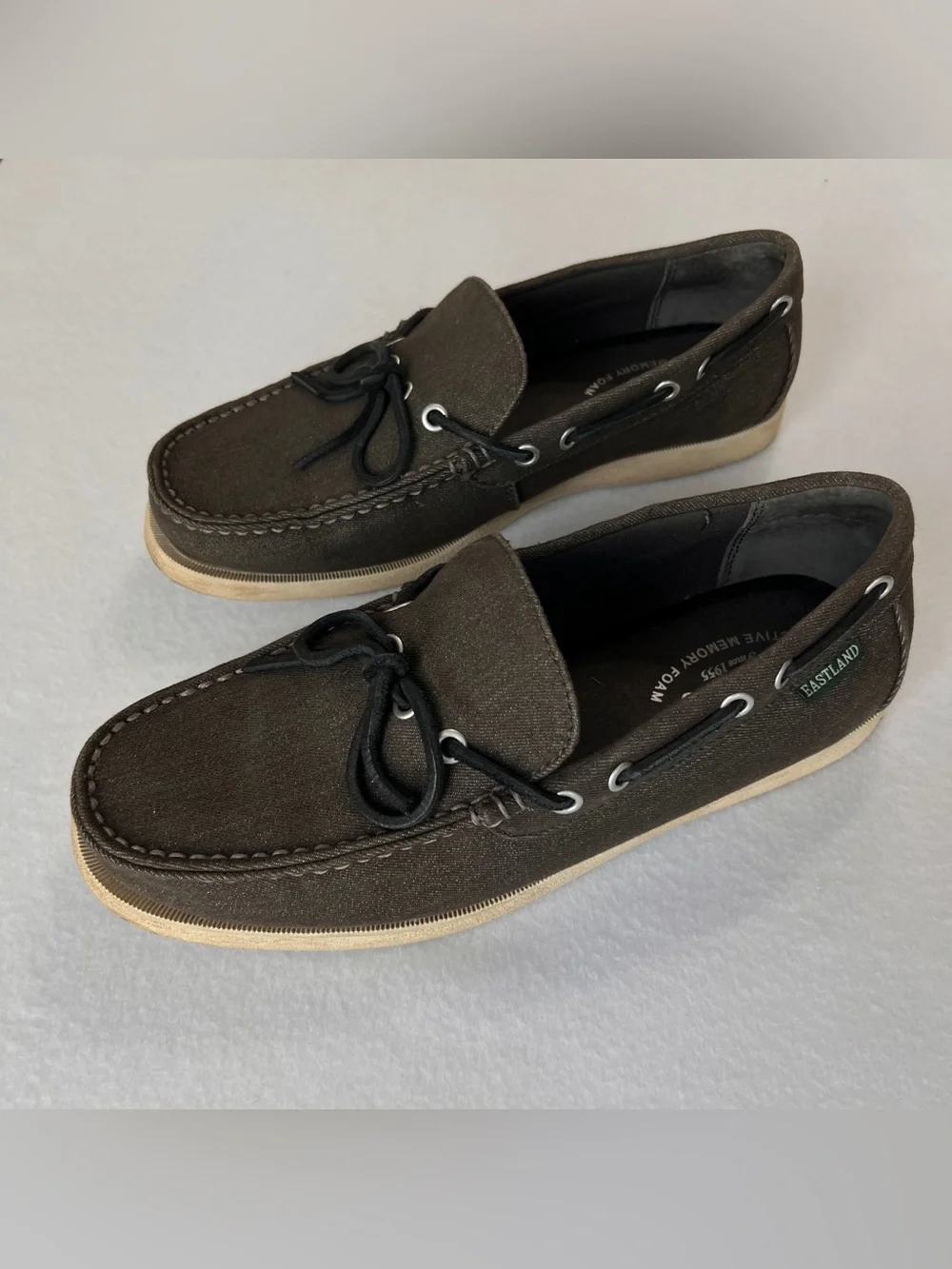 Eastland Men's Yarmouth 1-Eye Canvas Gray Boat Shoes 8D